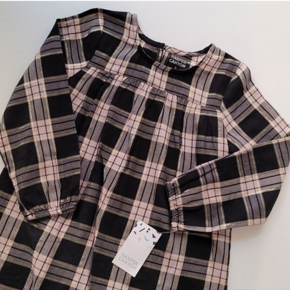 NWT HARPER CANYON Metallic Plaid Dress 3T